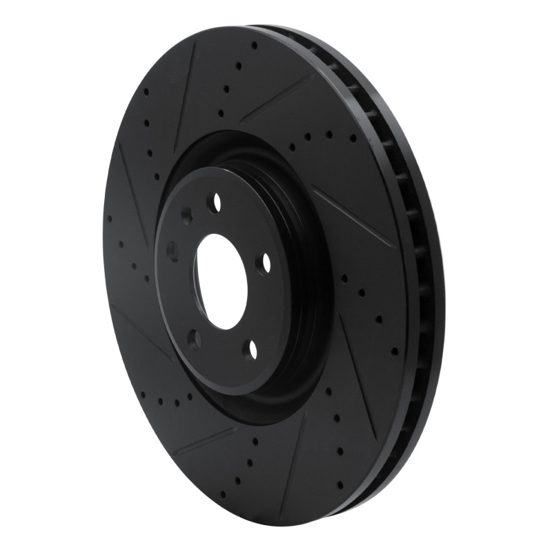 Audi A7 Brake Rotor (1) - Front Left - R1 Concepts - Drilled & Slotted - Black - `12-`18